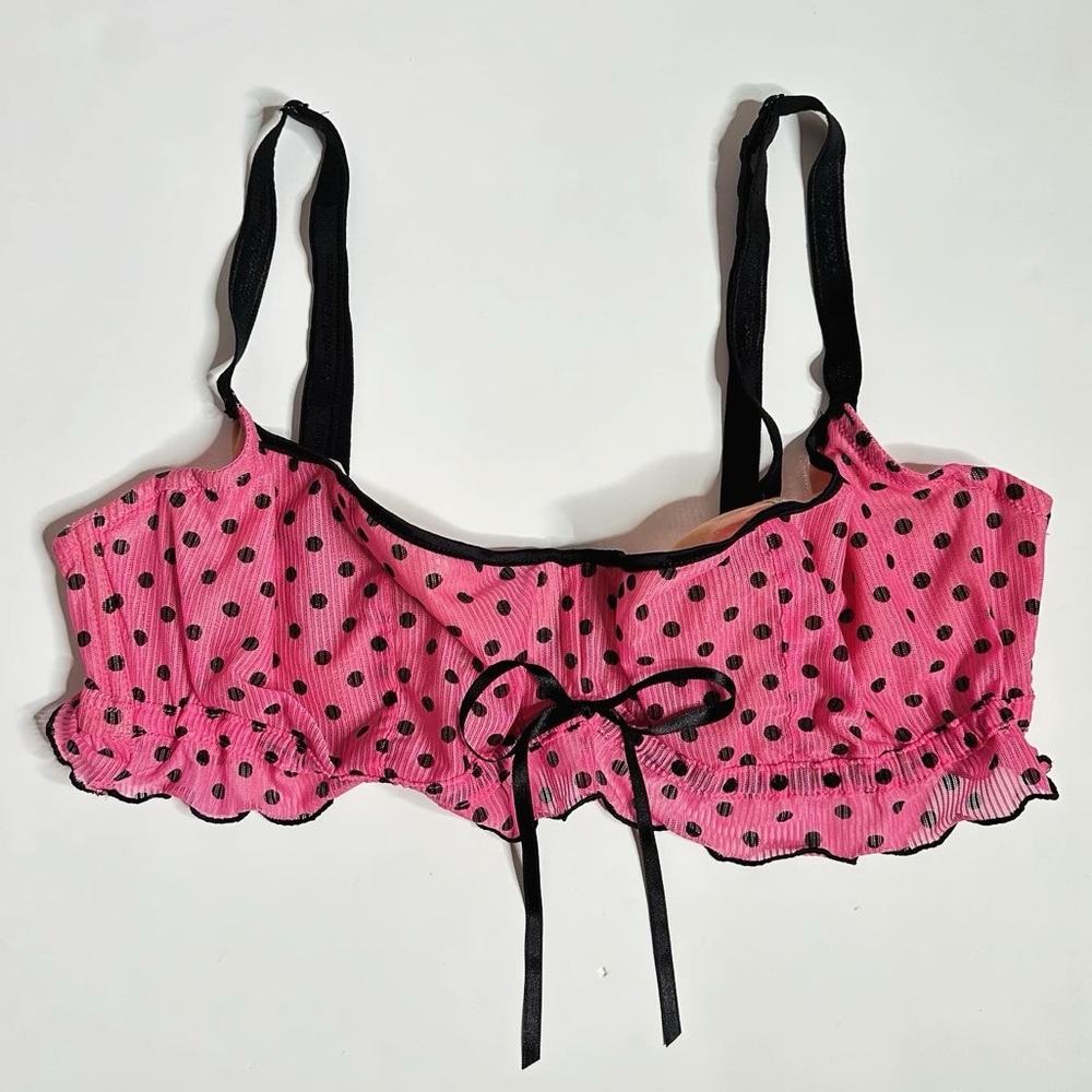 Vintage Chantal Thomass Pink/Black Polka Dot Bra